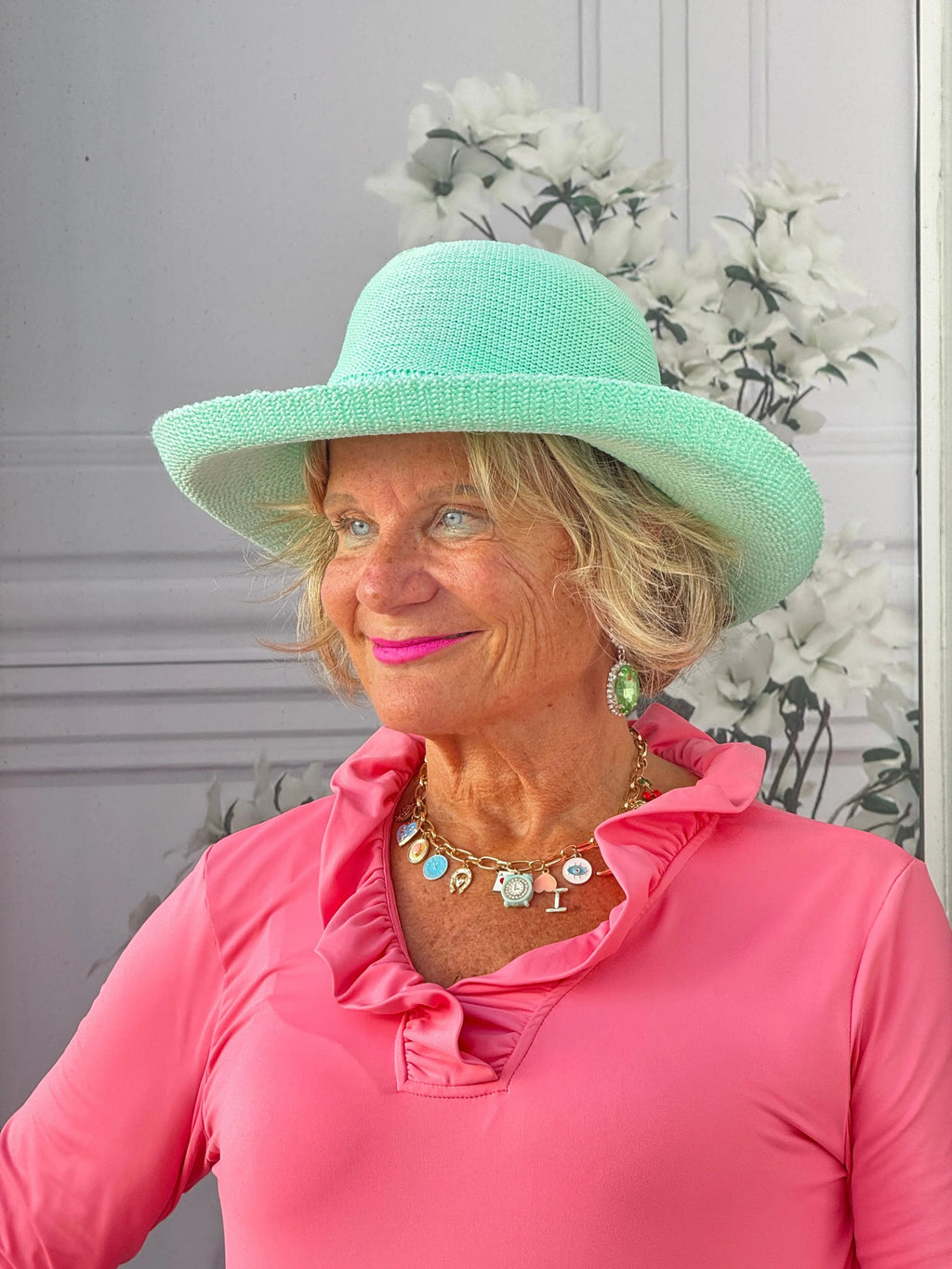 Coral 3/25 Ruffle Top