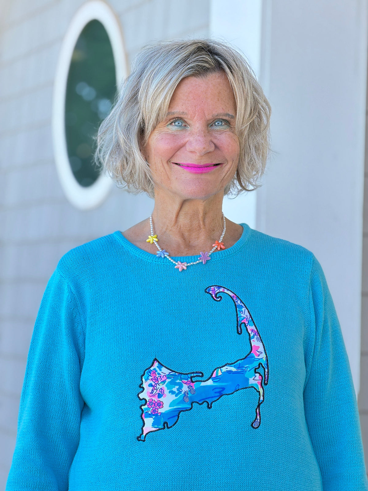 BEACH CLUB AQUA CAPE COD MAP SWEATER
