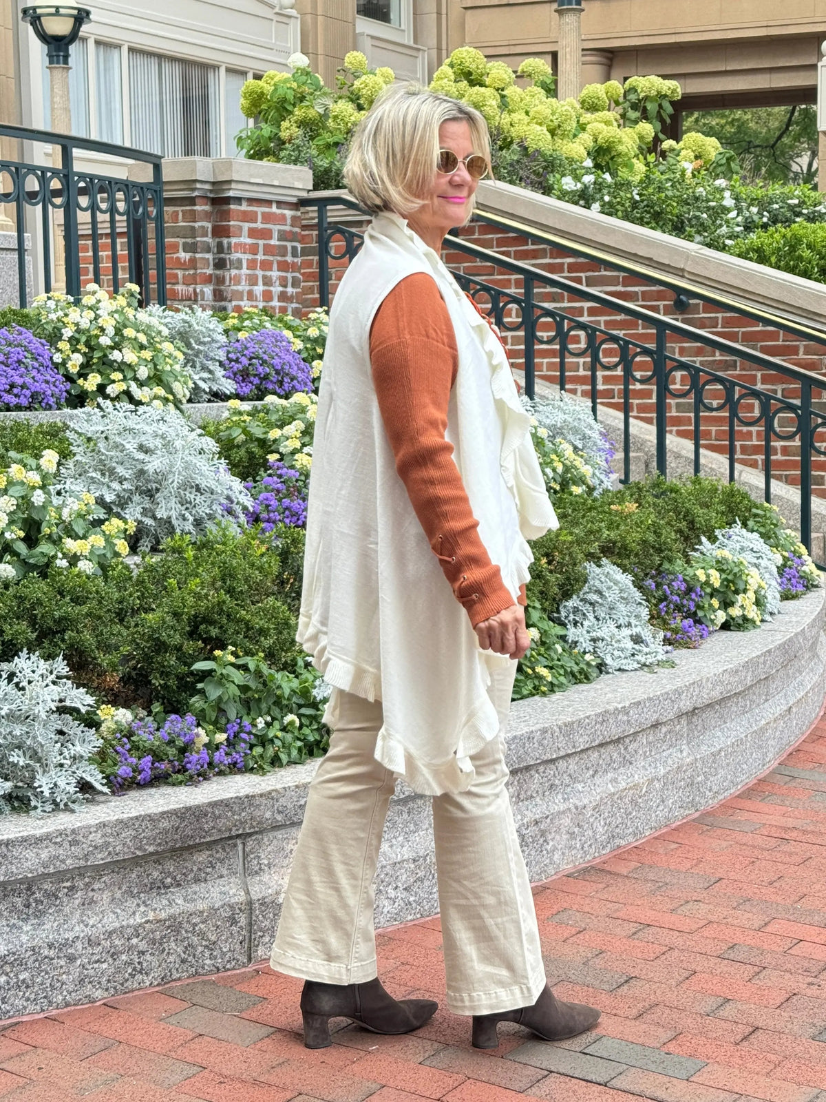 Cream ruffle Vest