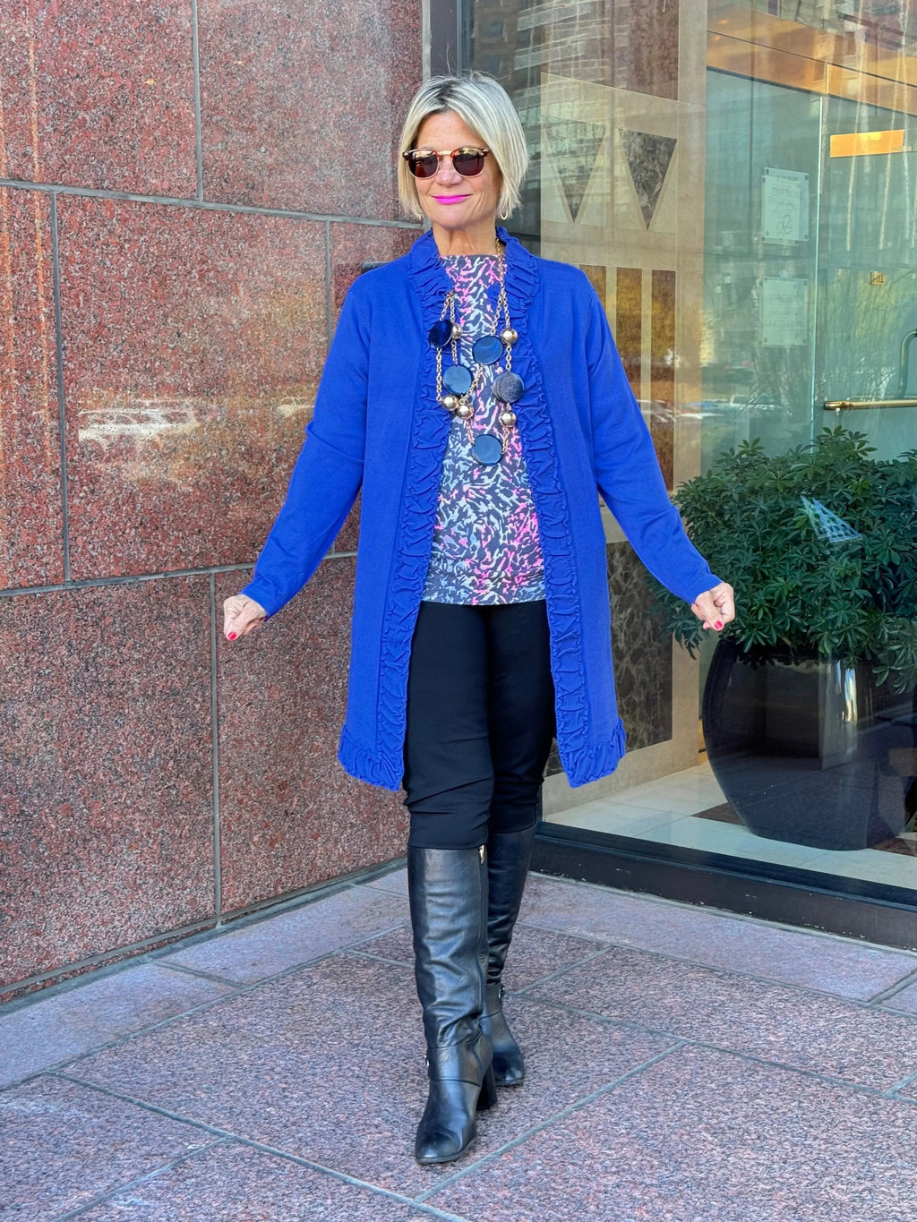 LULU-B ROUGED SAPPHIRE ROUGED CARDIGAN