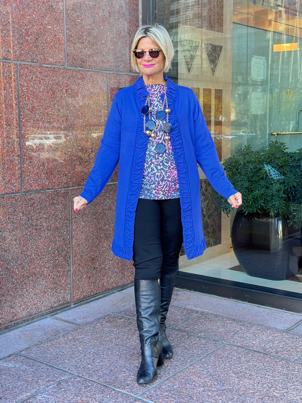 LULU-B ROUGED SAPPHIRE ROUGED CARDIGAN