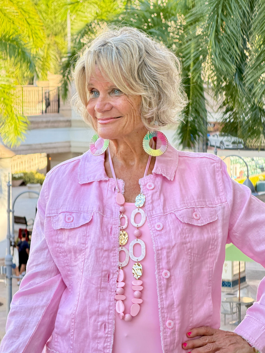 Lulu B Metallic Siesta Pink Linen Jacket