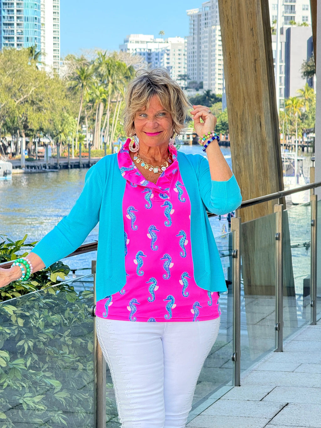 LULU B SEAHORSE BAY SLEEVELESS RUFFLE TOP