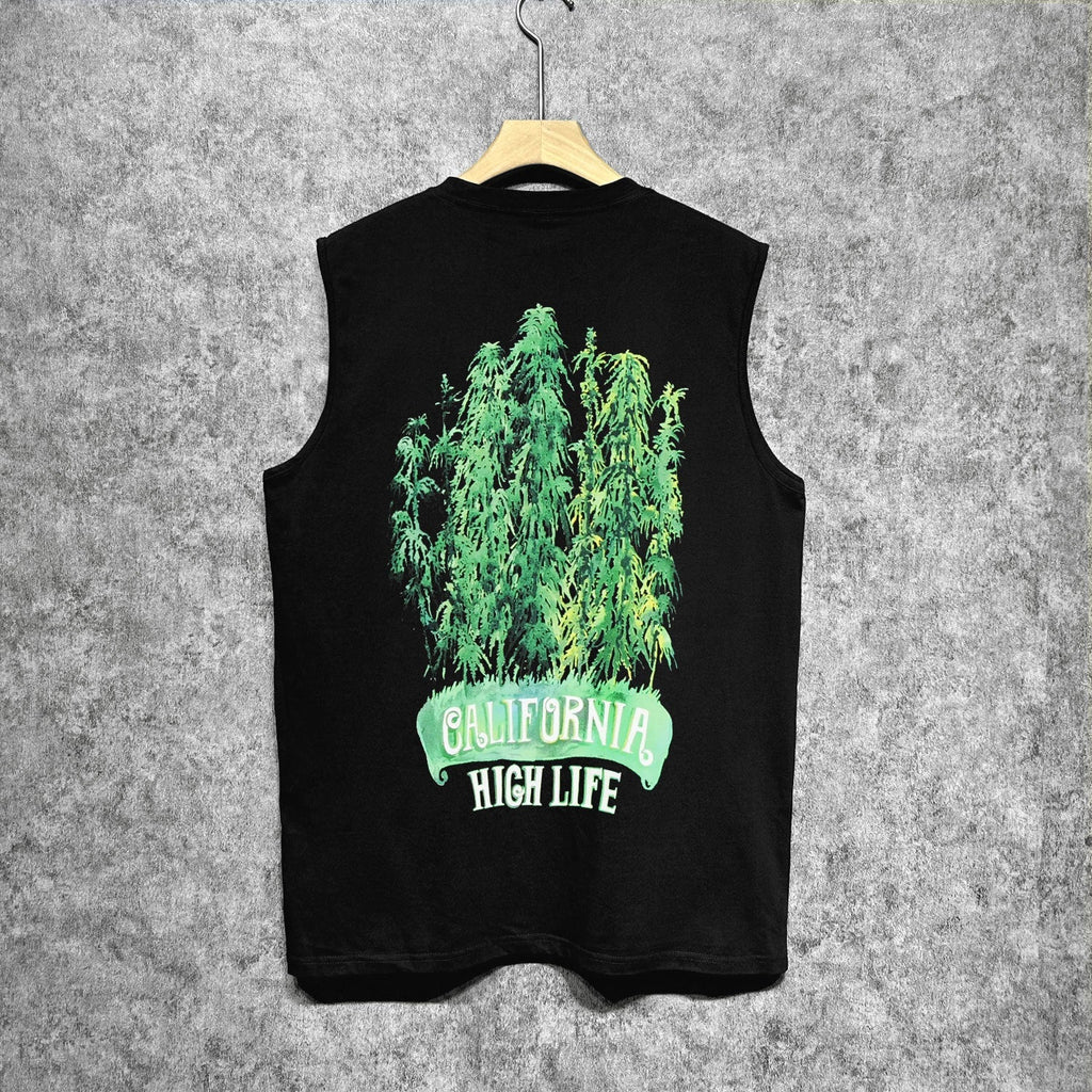 Amiri tank top green leaf letterprinting