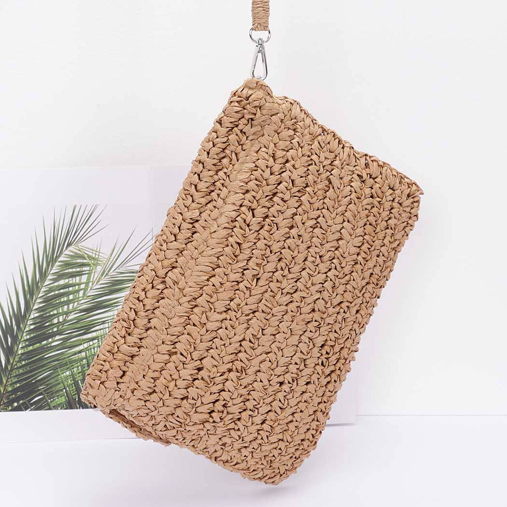 Faux Straw Multi Shell Front Flap Clutch