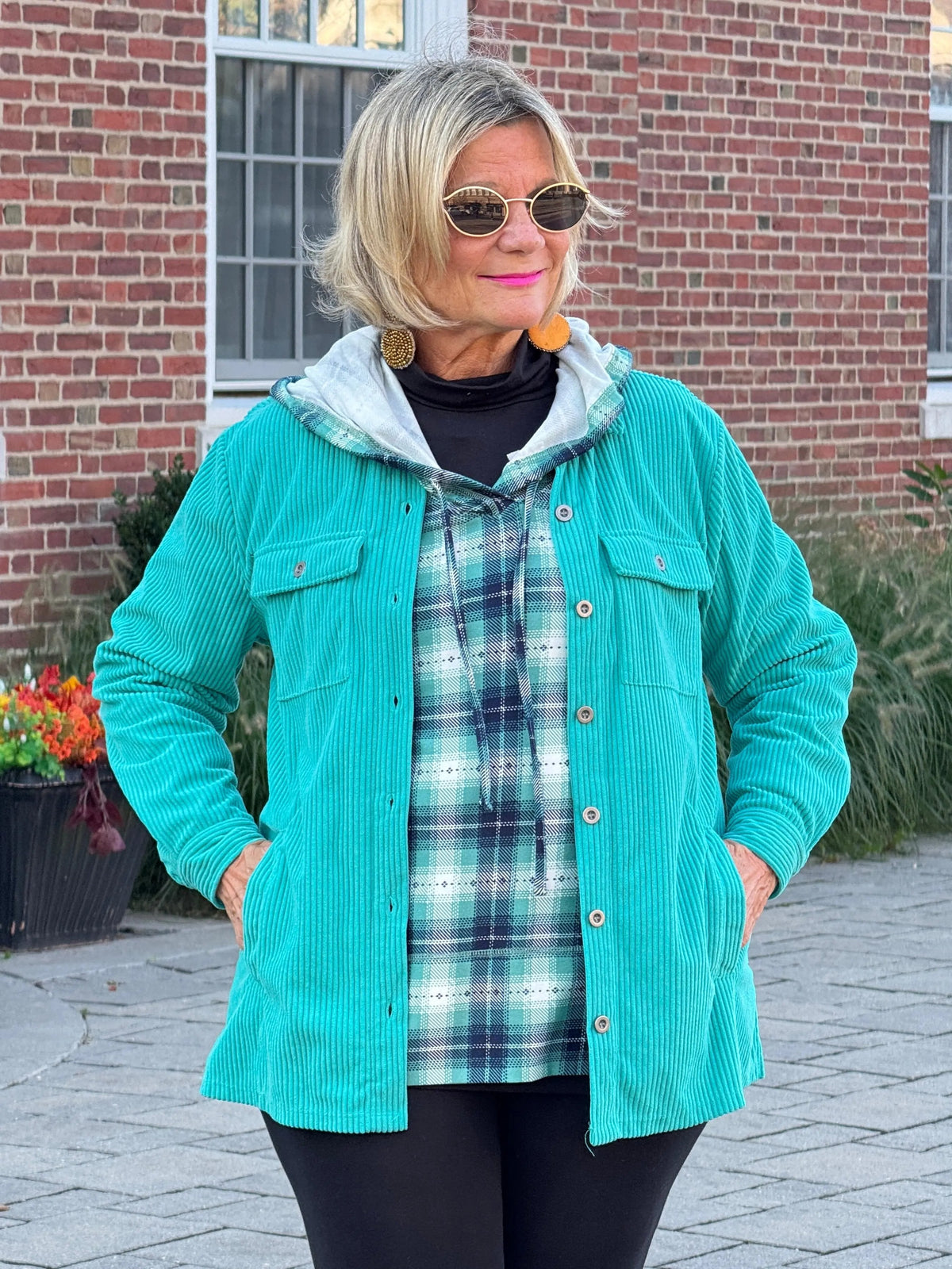 GREEN PLAID HOODIE