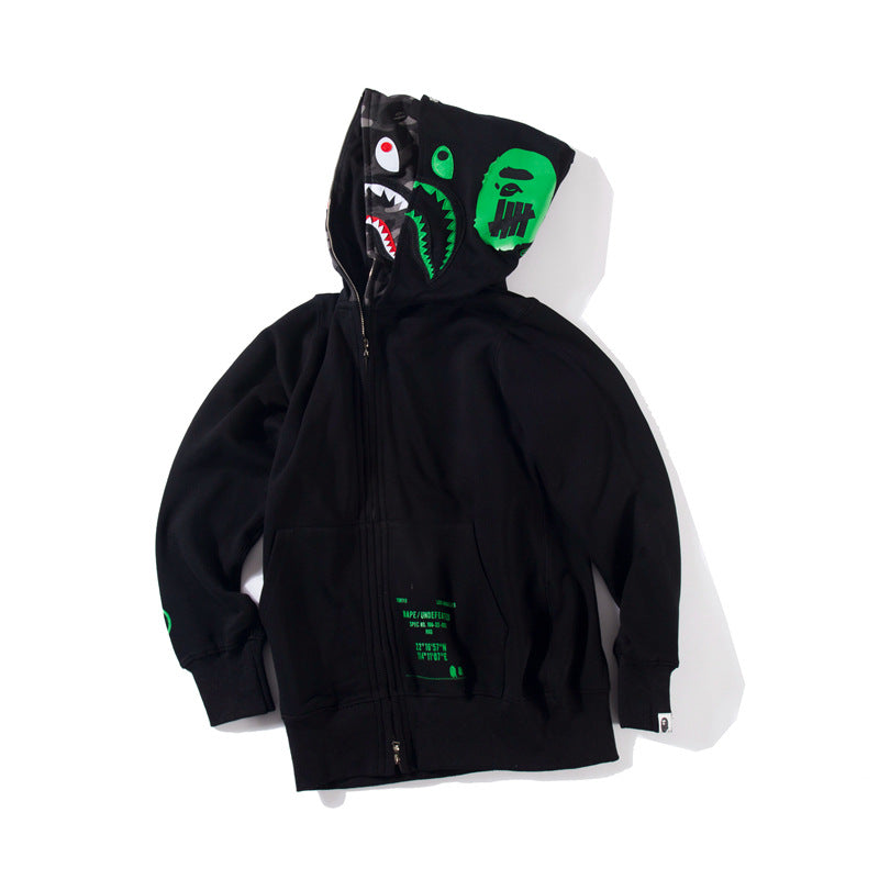 Bathing Ape Hoodie Zip Cardigan Double Hat Shark Sweater Jacket
