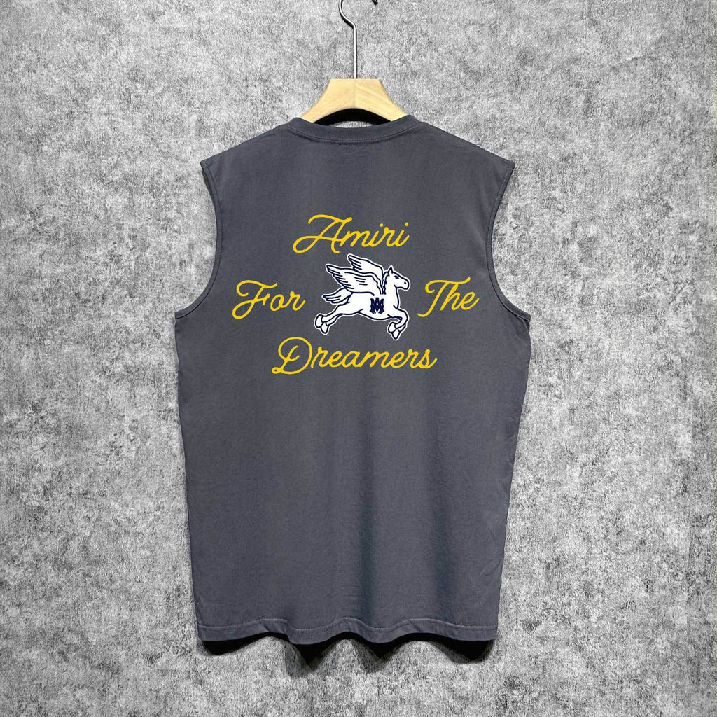Amiri tank top yellow letter pegasus printing