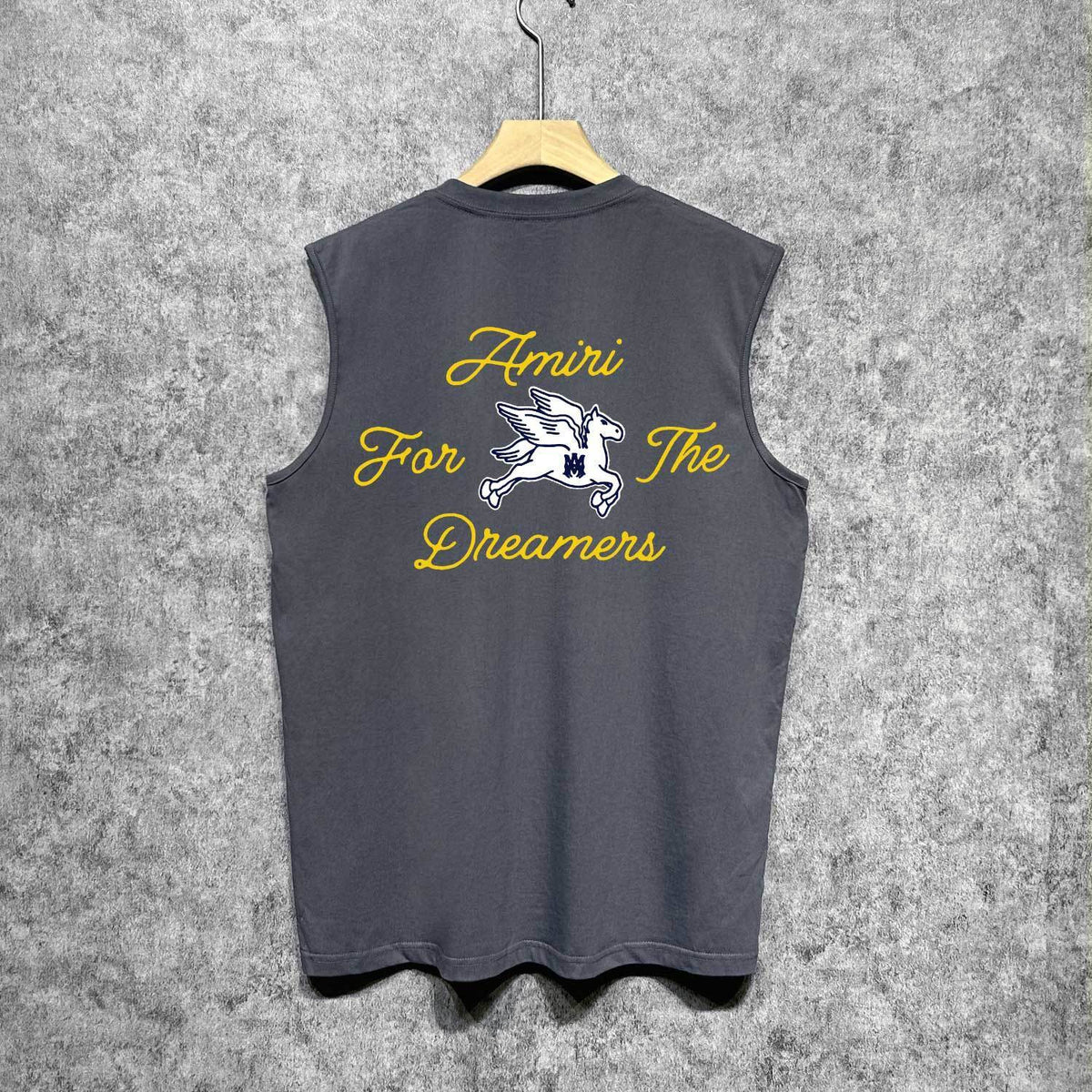 Amiri tank top yellow letter pegasus printing