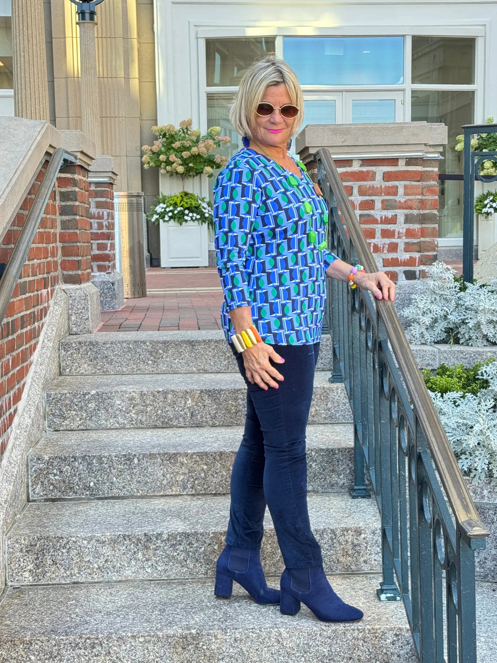 Lulu B Seaport Geo V-Neck Top