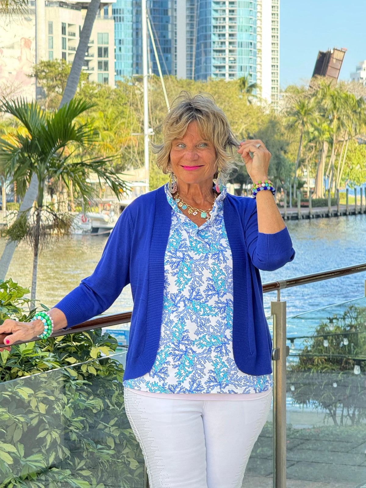 LULU B CORAL BREEZE SLEEVELESS RUFFLE TOP