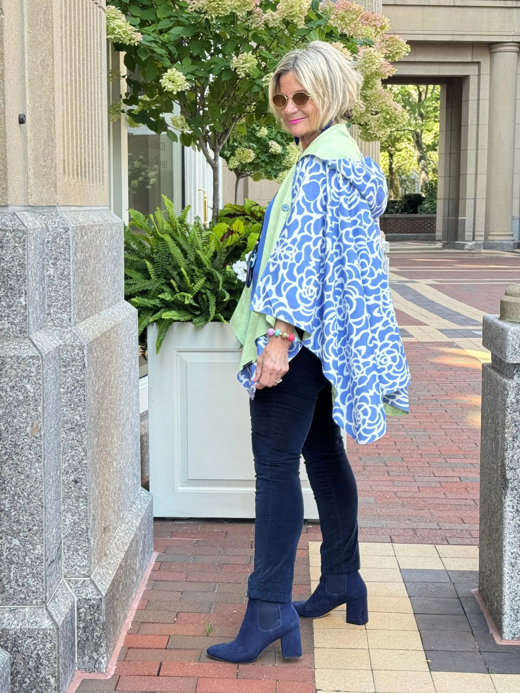 Blue Nautilus Reversible Rain Cape - Coastal Collection