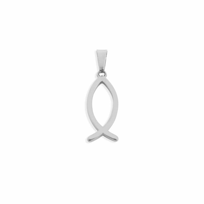 18K Gold PVD Stainless Steel Religious Fish Charm: Stainless WJW