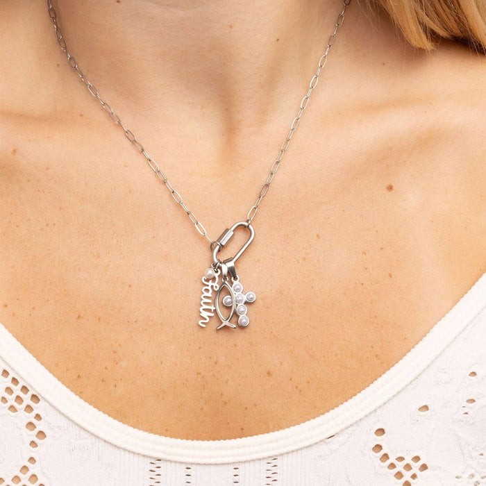 18K Gold PVD Stainless Steel Religious Fish Charm: Stainless WJW