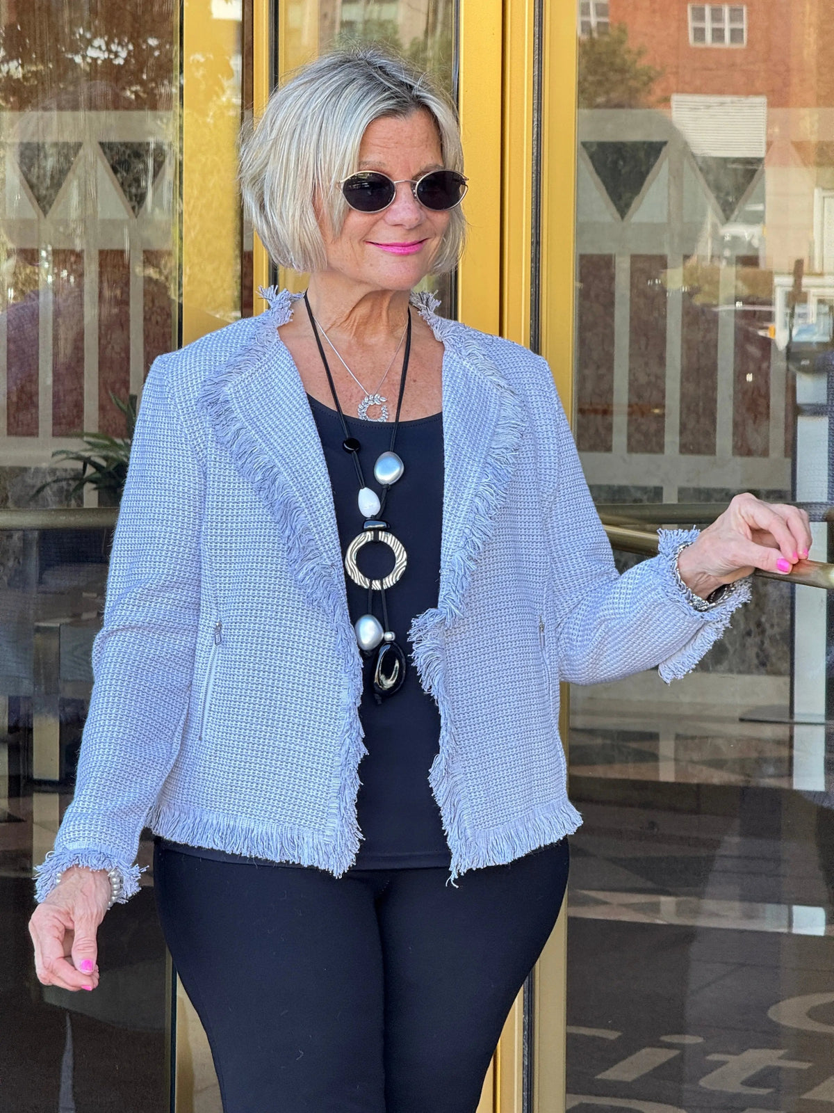 LULU-B CITY LIMIT CREAM FRINGE JACKET