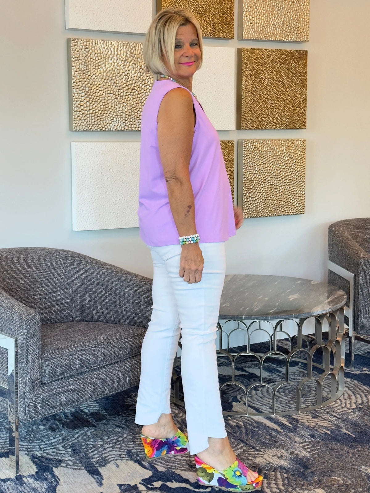 LILAC TAILORED V NECK