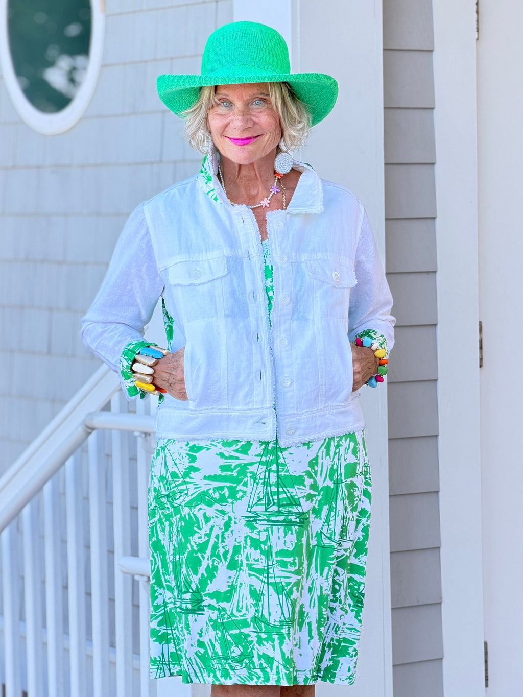 HARBOR  LIGHTS SAILBOAT GREEN MAXI DRESS