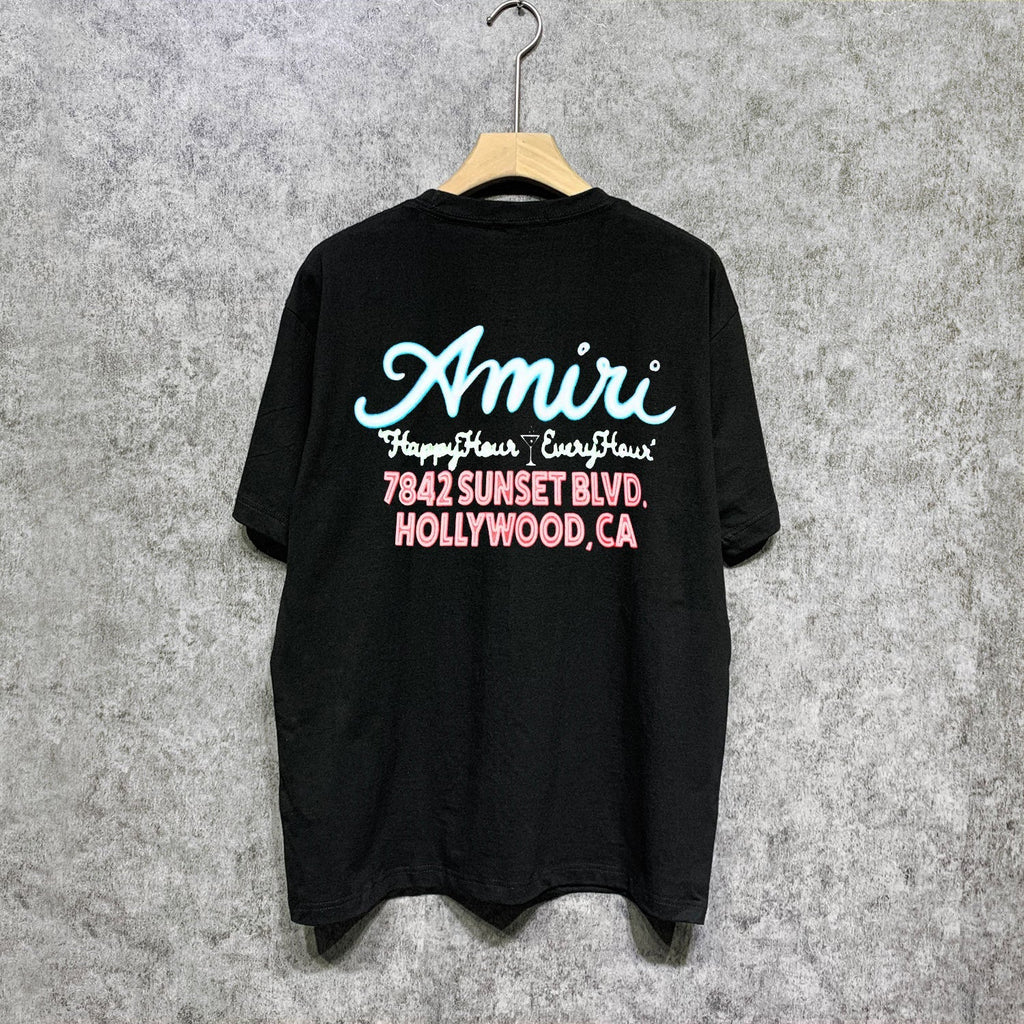 Amiri t shirts wine glass letterprinting short sleeves