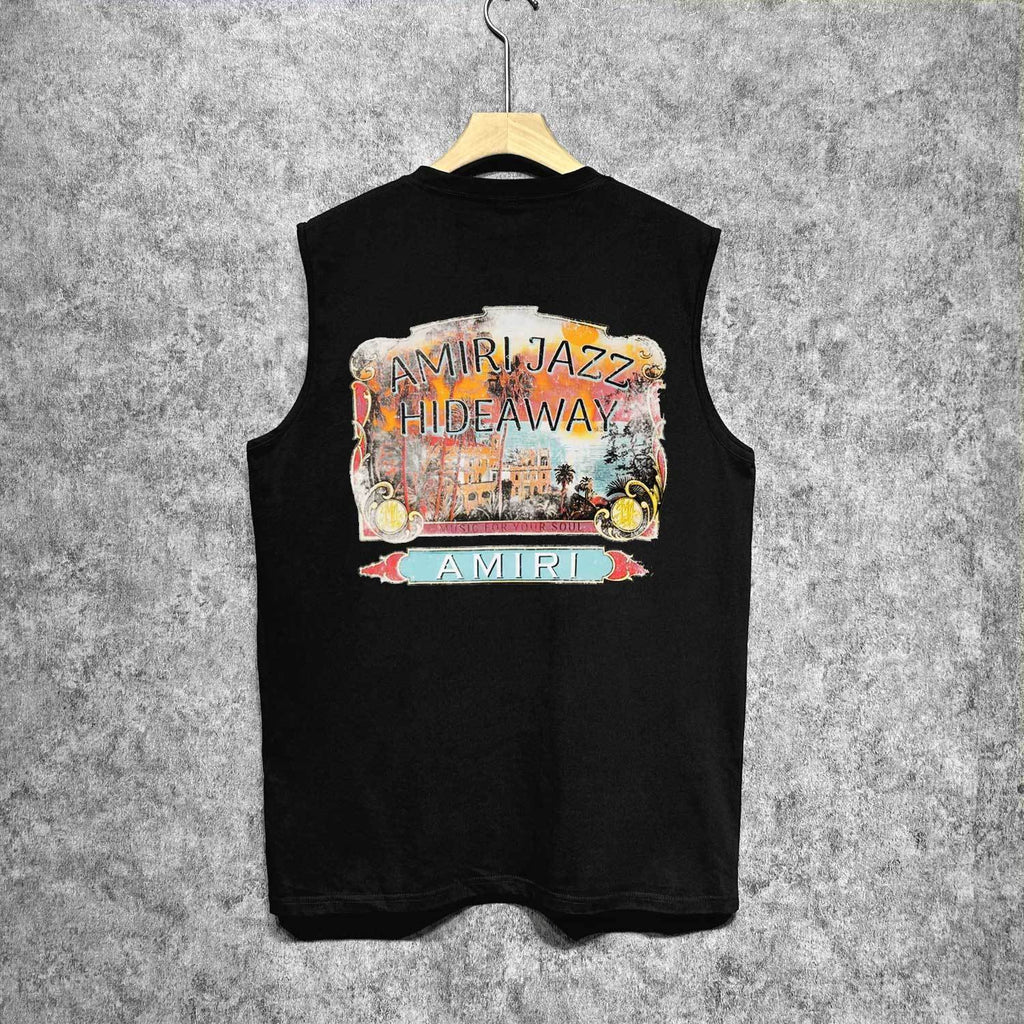 Amiri tank top lake view oil painting printing