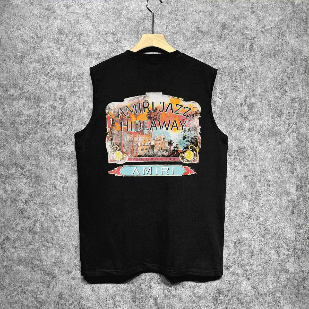 Amiri tank top lake view oil painting printing