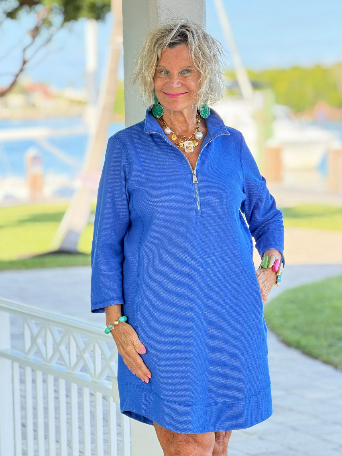 Lullu b half zipper Blu scuba dress