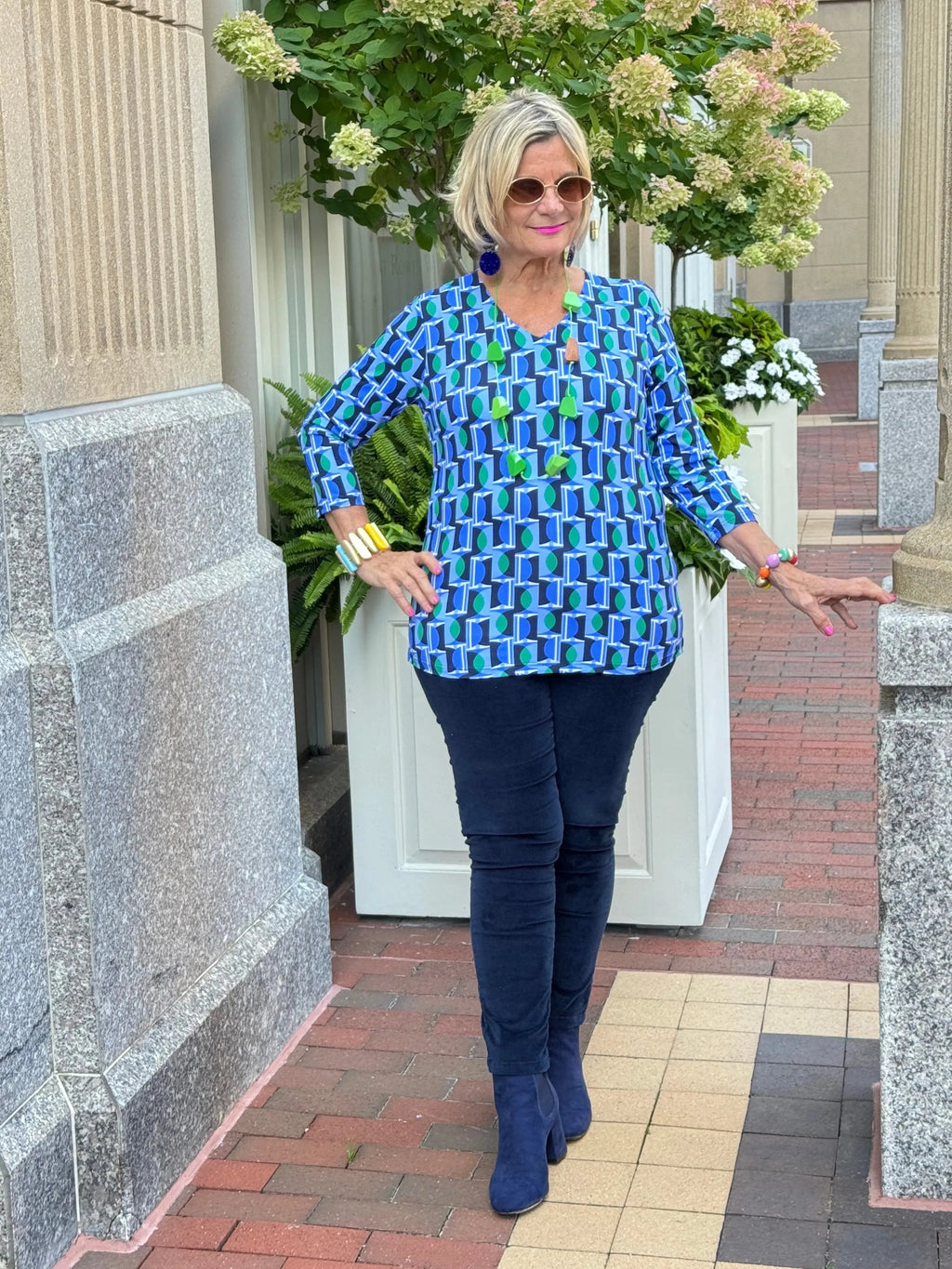 Lulu B Seaport Geo V-Neck Top