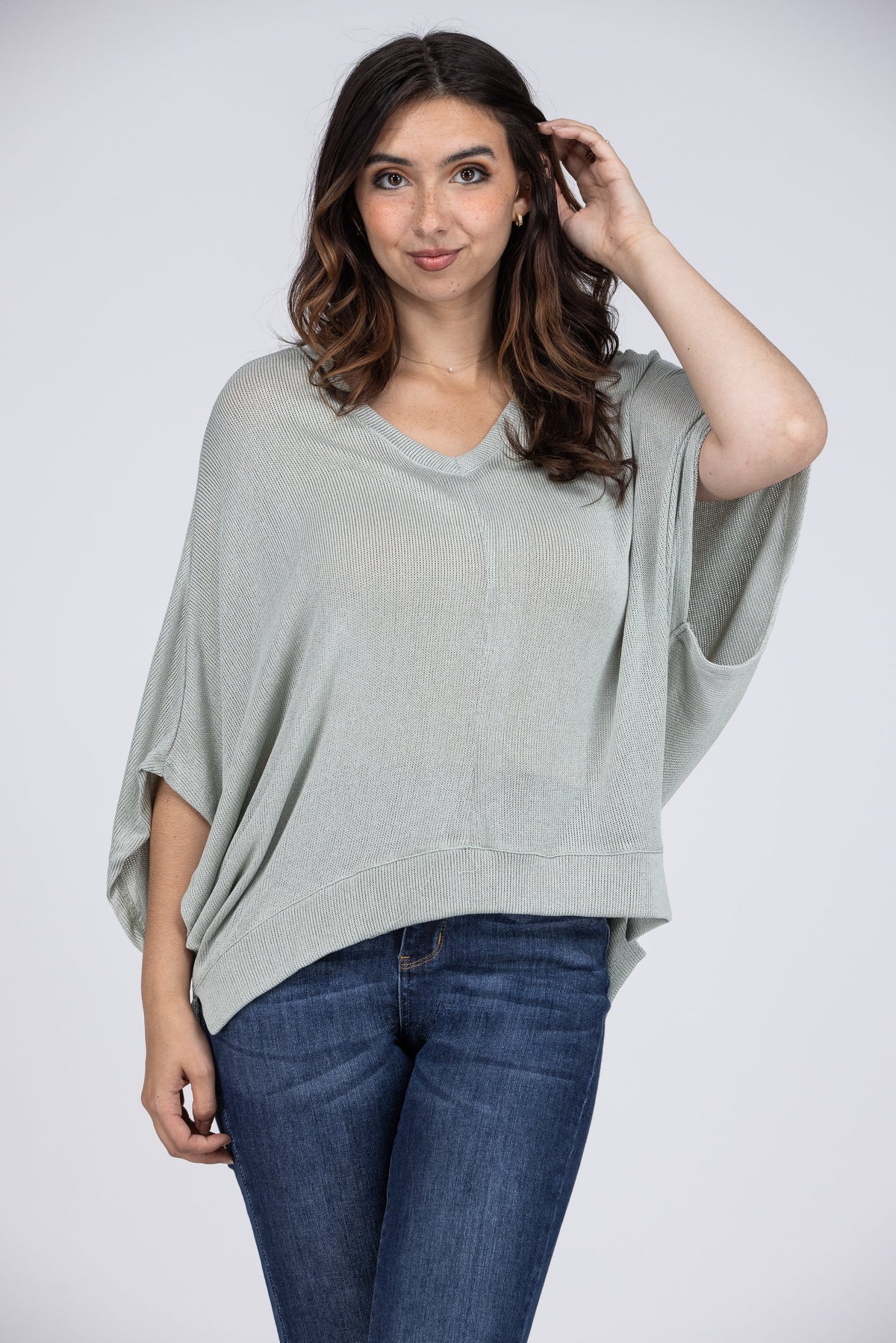 Talk To Me Women's Sheer Knit 1/2 Sleeve Top