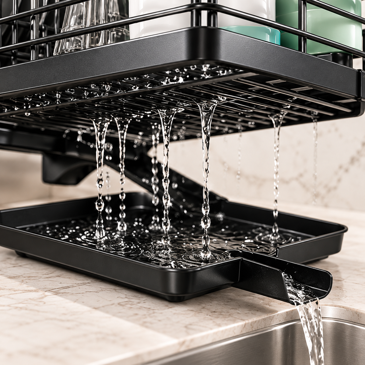 Large Capacity Kitchen Organizer with Drainage Tray