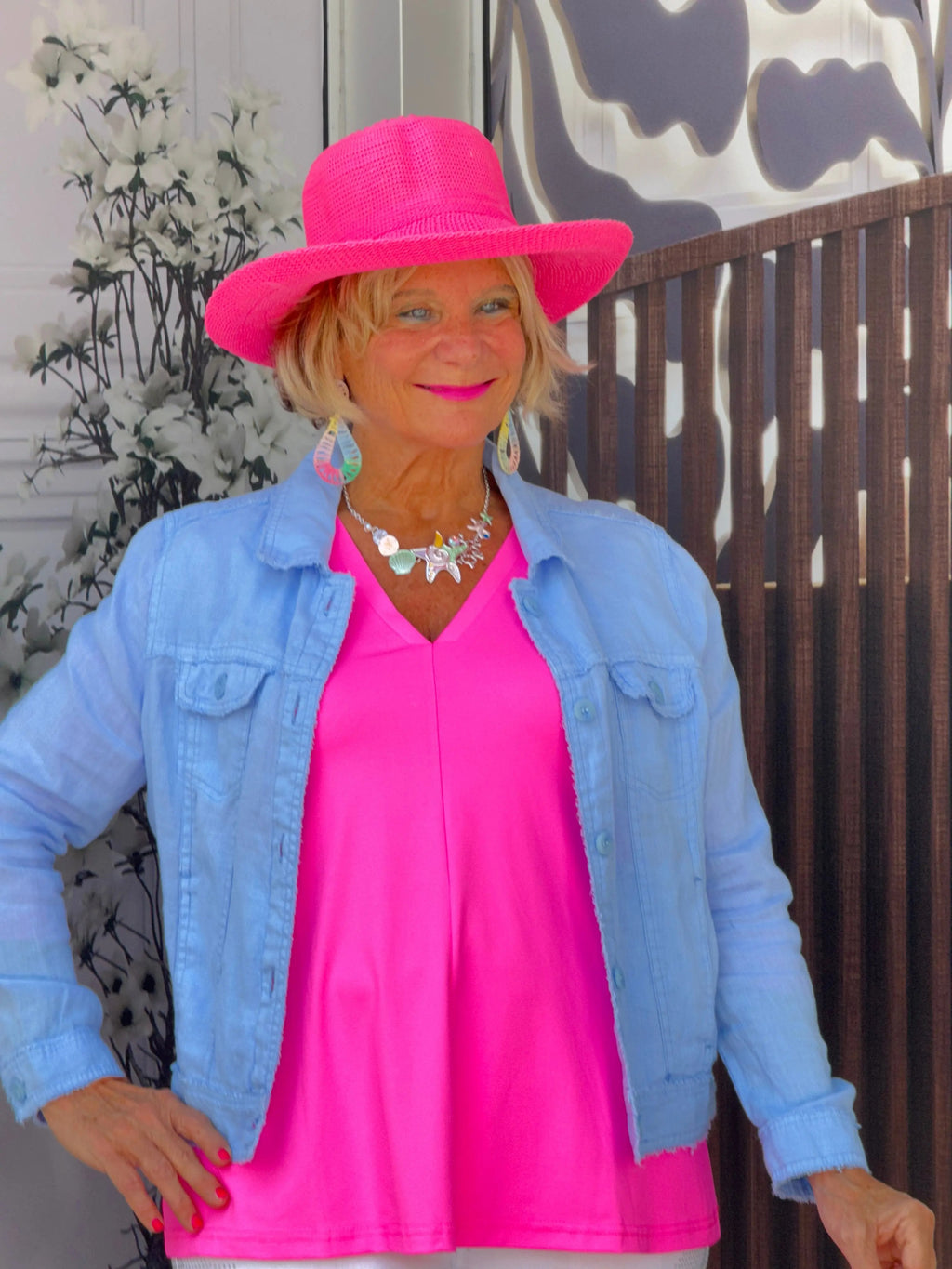 LULU-B CLEAR PERRIWINKLE LINEN JACKET
