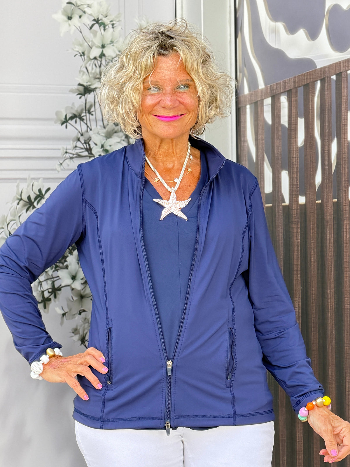 LULU-B NAVY FULL ZIPPER