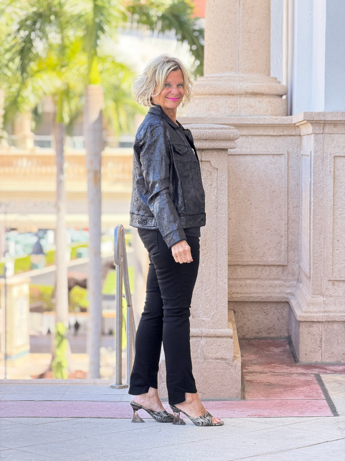 LULU B BLACK METALLIC JACKET