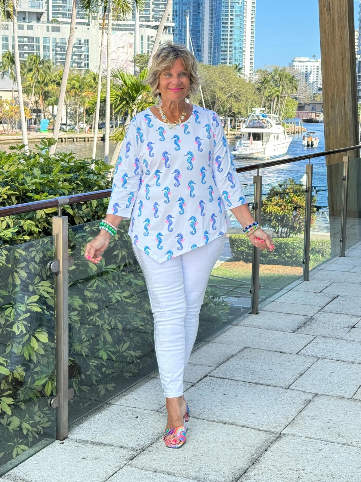 LULU B SHORELINE CHARM ASYMMETRIC TOP