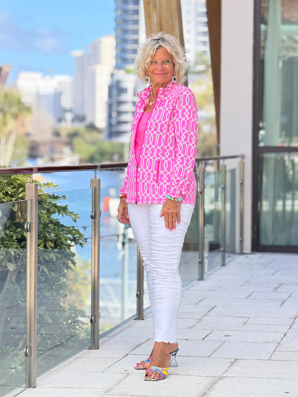 LULU B PALM BEACH LATTICE FULL ZIPPER