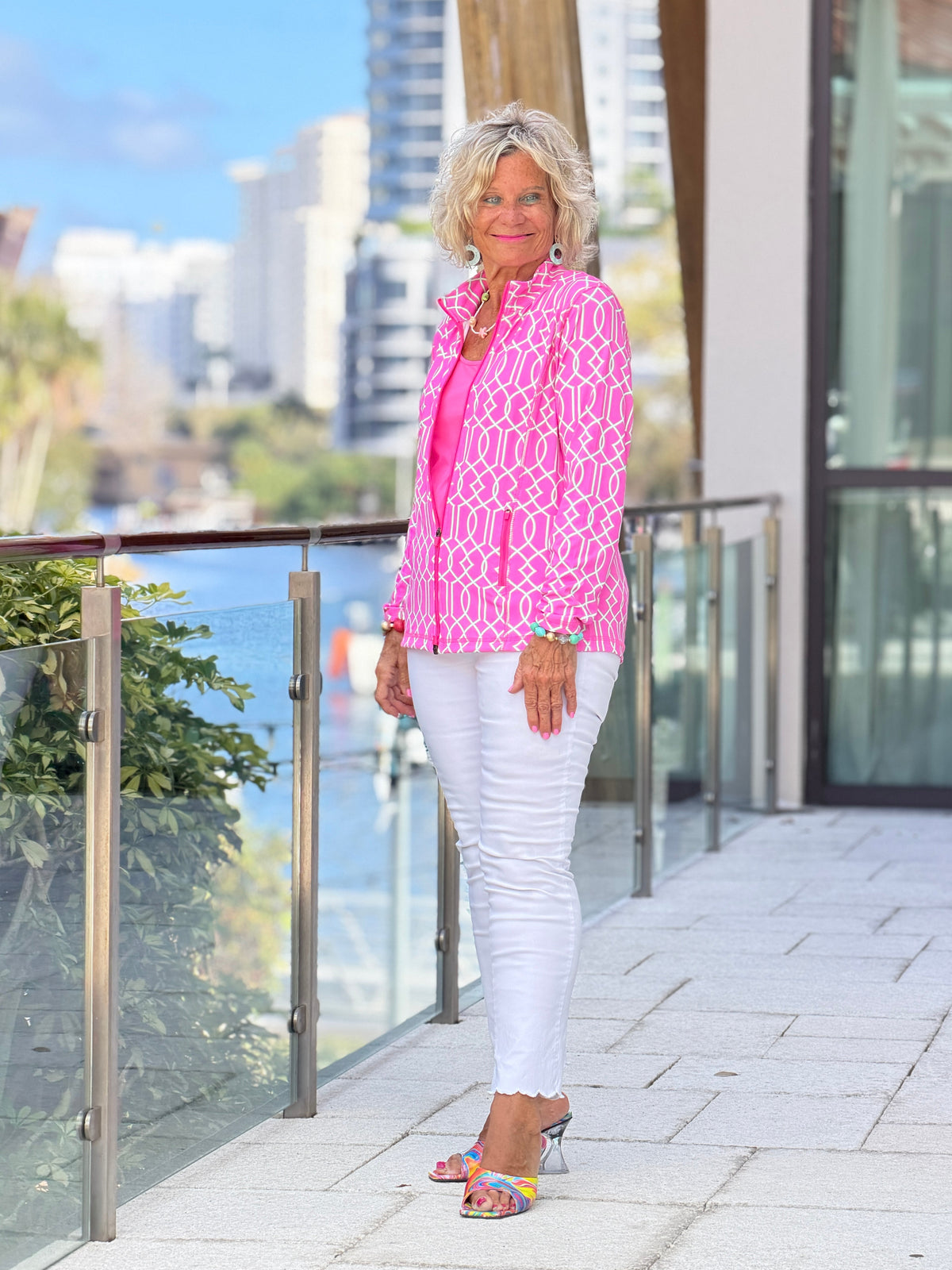 LULU B PALM BEACH LATTICE FULL ZIPPER