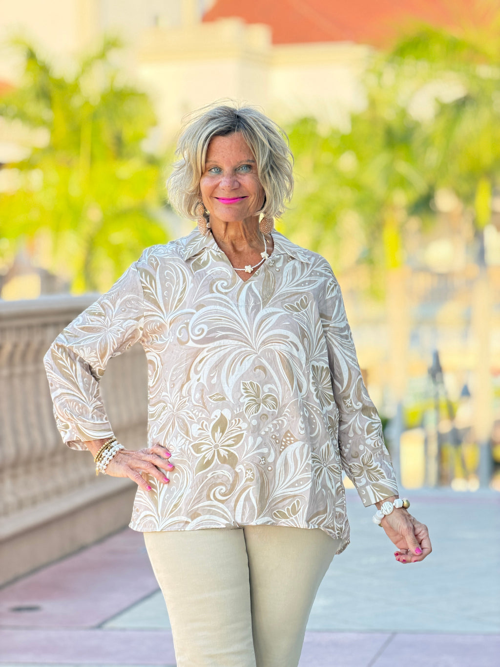 Ethyl Casual Collar V-Neck Blouse - Passport