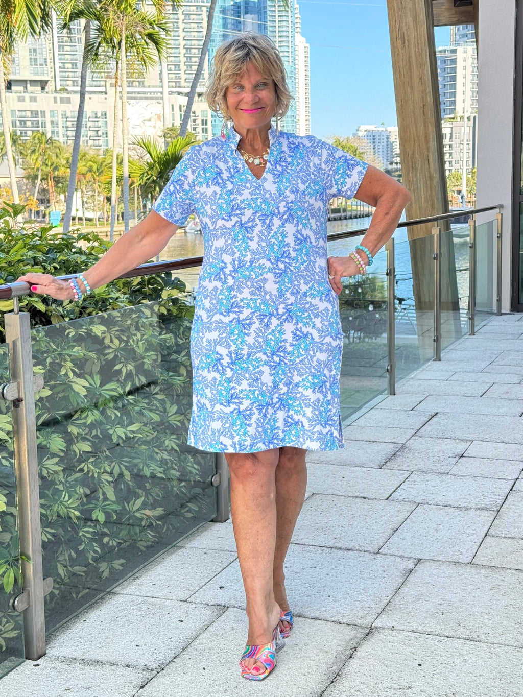 LULU B CORAL BREEZE SHORT SLEEVE DRESS
