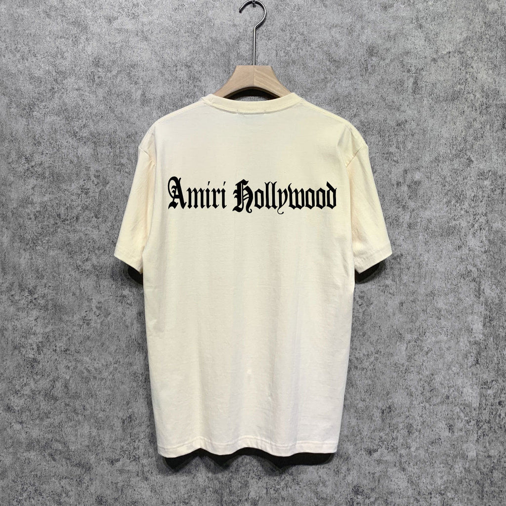 Amiri t shirts sanskrit printing short sleeve