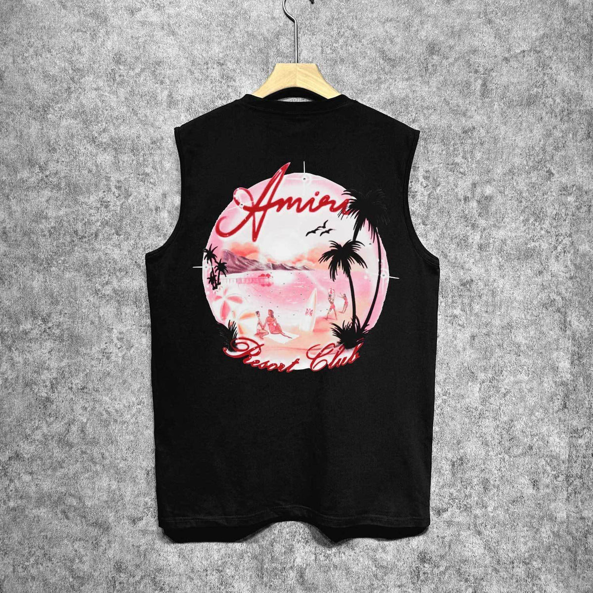 Amiri tank top pink beach print