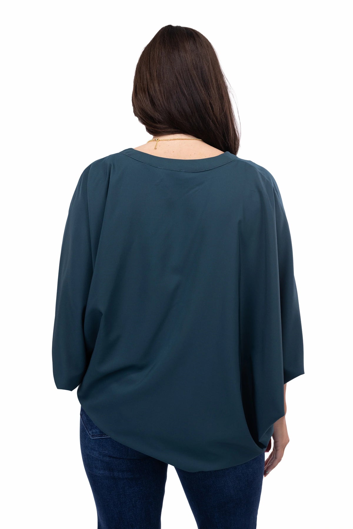 Women's Oversized Dolman Sleeve Blouse with Split Neck