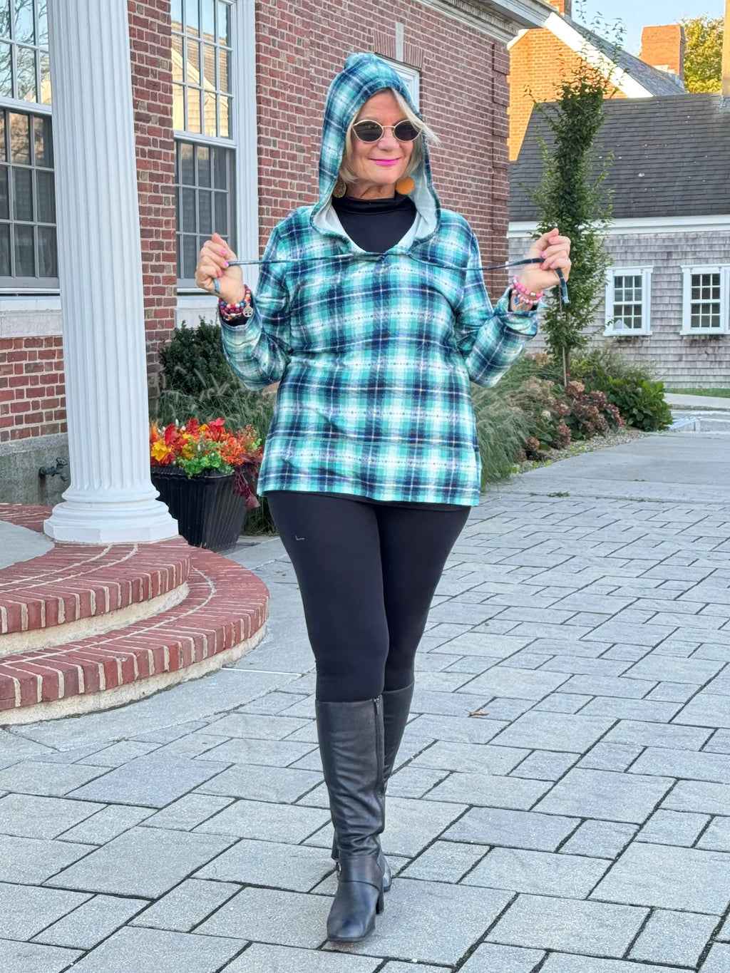 GREEN PLAID HOODIE