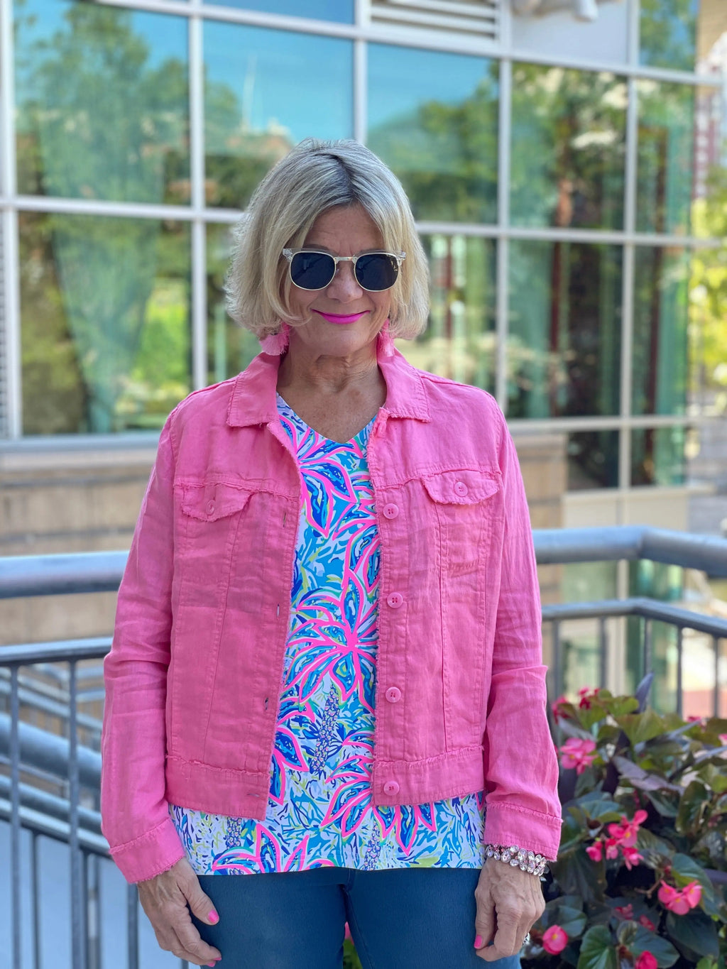 LULU B FLAMINGO PINK LINEN JACKET