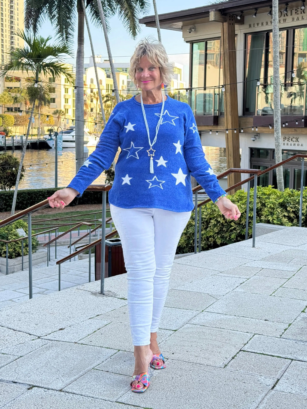 LULU-B CHENILLE BLU STAR SWEATER