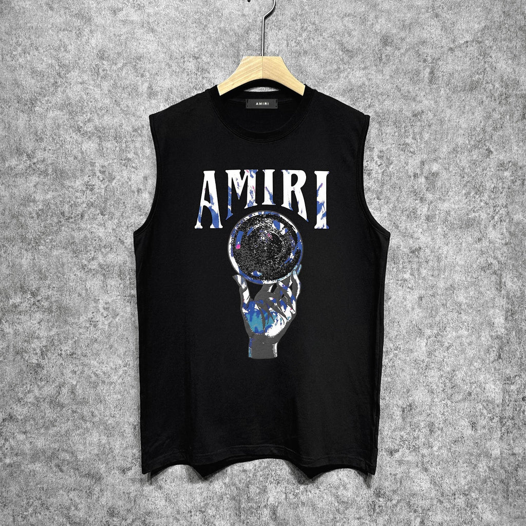 Amiri tank top colorful hand rest planet print