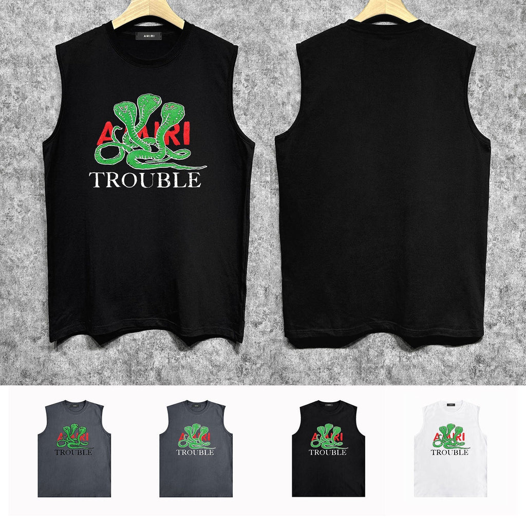 Amiri tank top cartoon colorful snake printing
