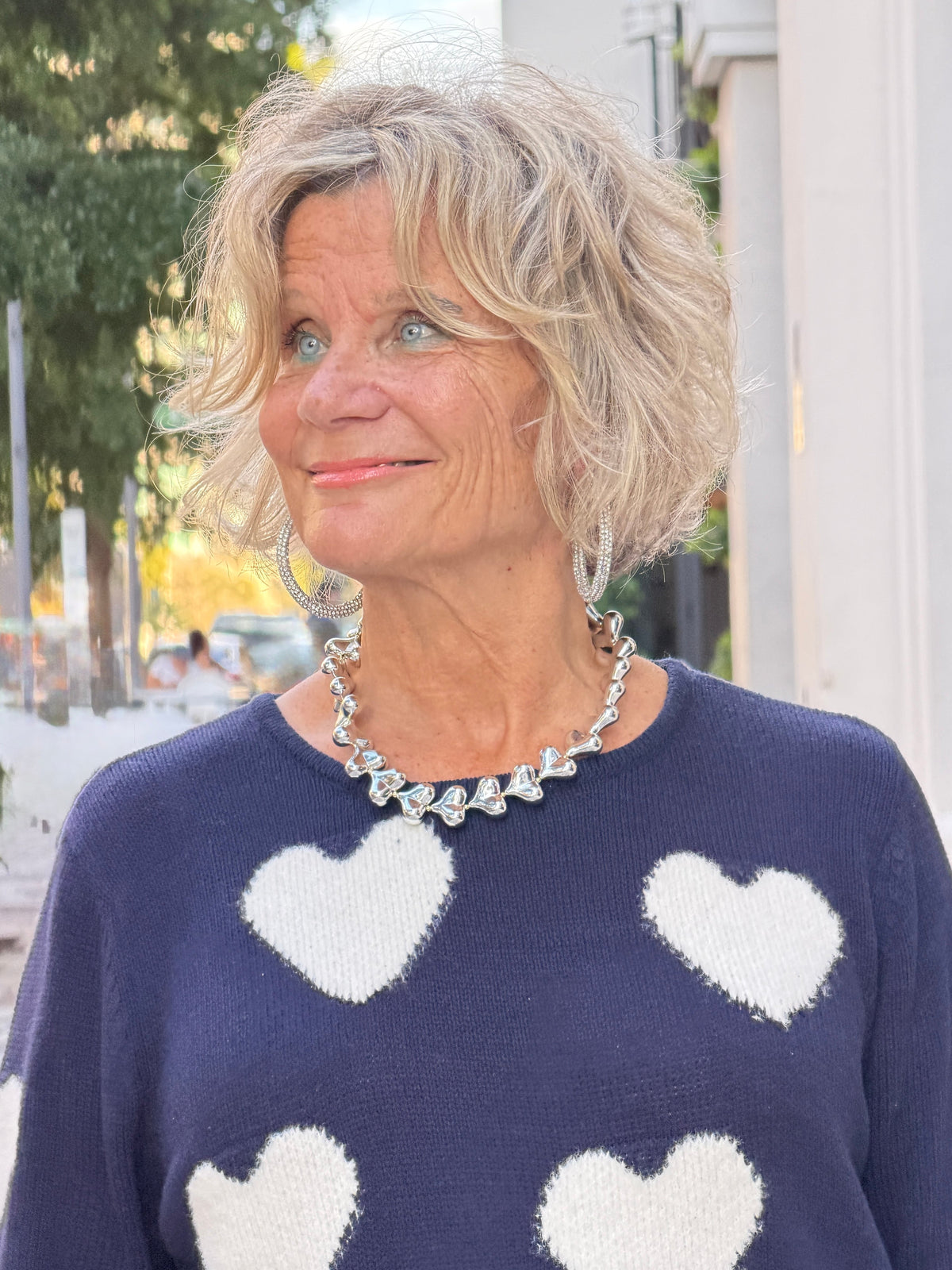 LULU-B NAVY FUZZY HEART SWEATER