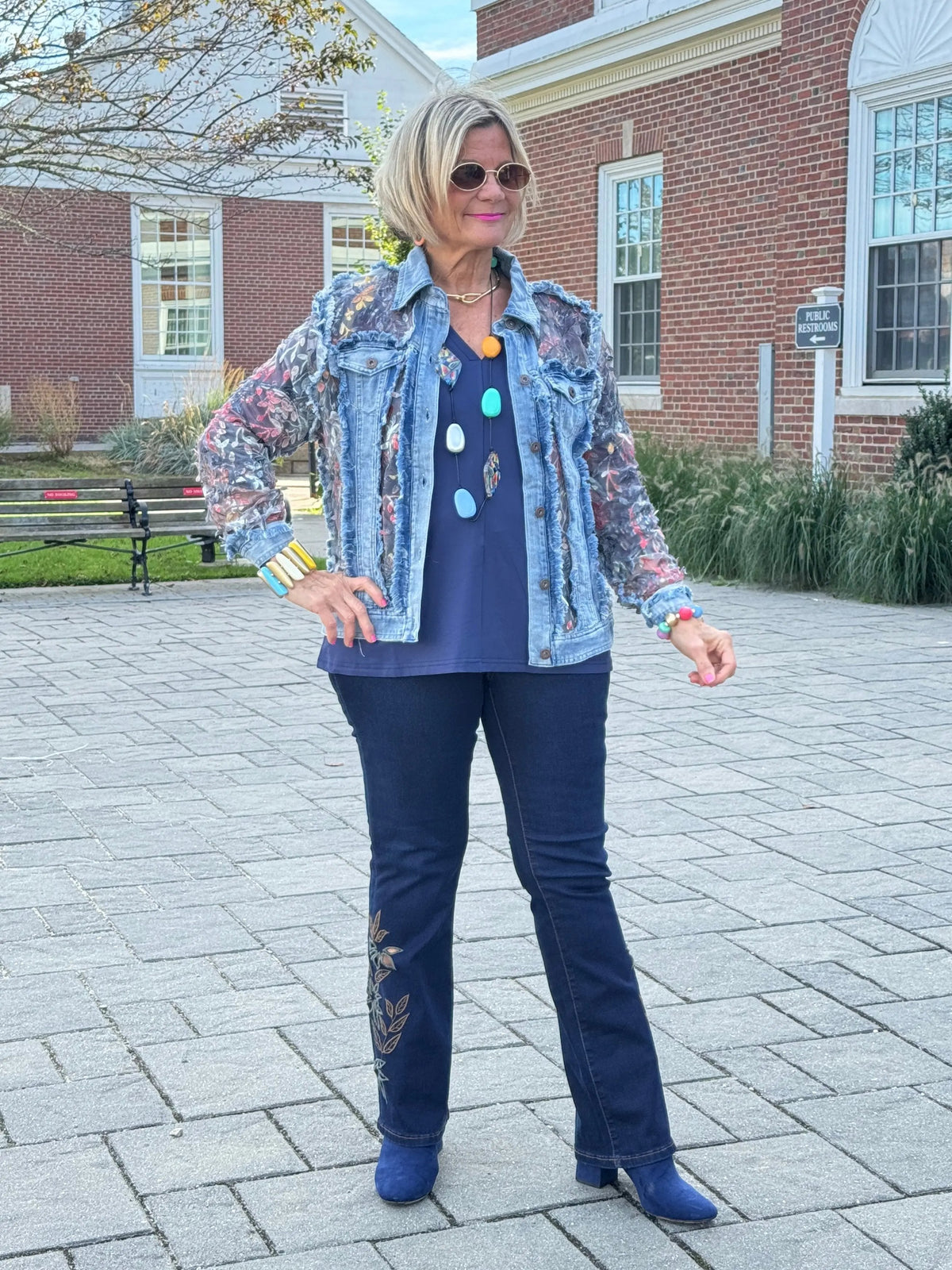 Ethyl Denim & Floral Insert Coat - Virtue
