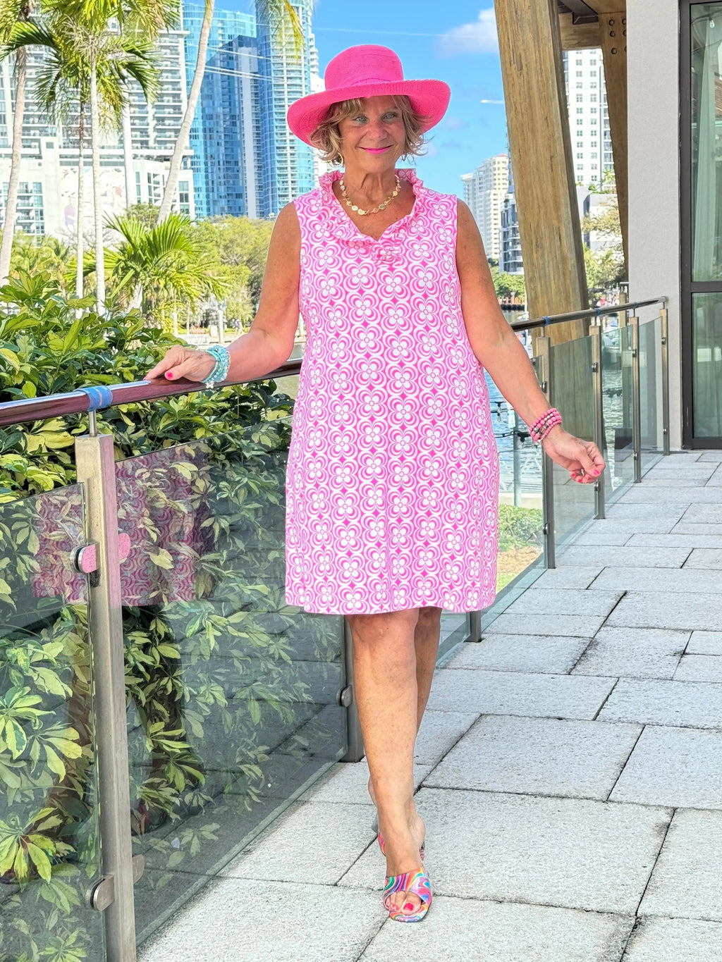 LULU B TROPIC PETALS RUFFLE DRESS