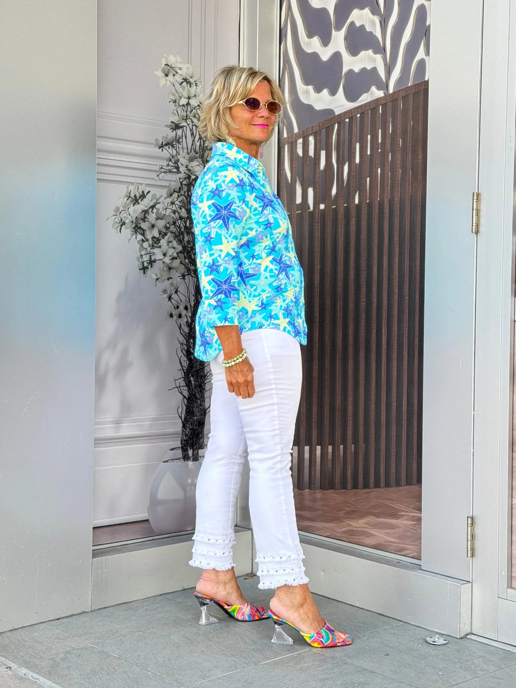 LULU B STARFISH SPLASH BUTTON UP SHIRT