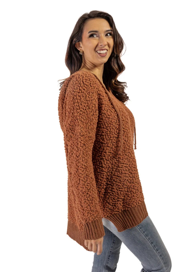 Women's V-Neck Hooded Sweater