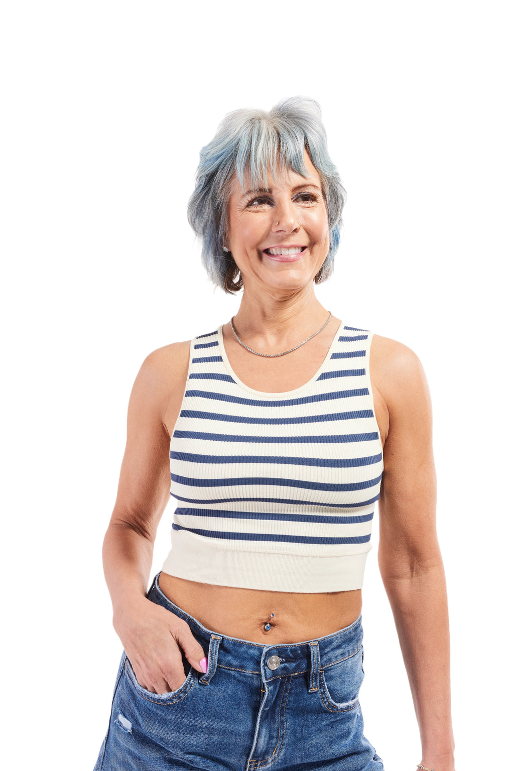 Women's Striped Scoop Neck Bralette